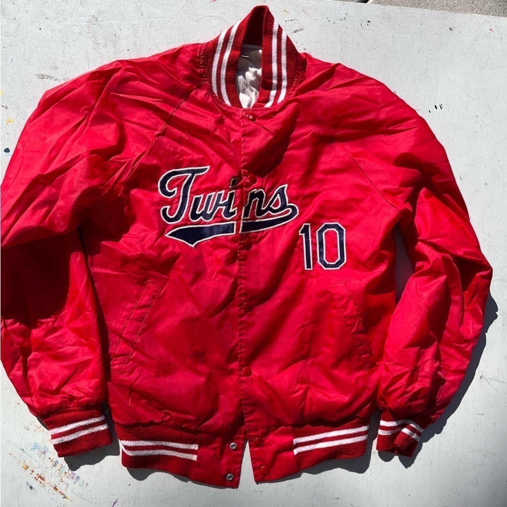 Men's VTG Twins 10 Jacket Red 1981 Embroidery M Lined 80s Snap MLB USA Windbreak